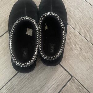 UGG Black Slippers with Cream Stitching